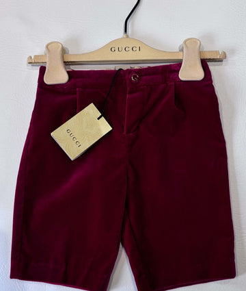 Gucci Kids Unisex Red Velvet Shorts