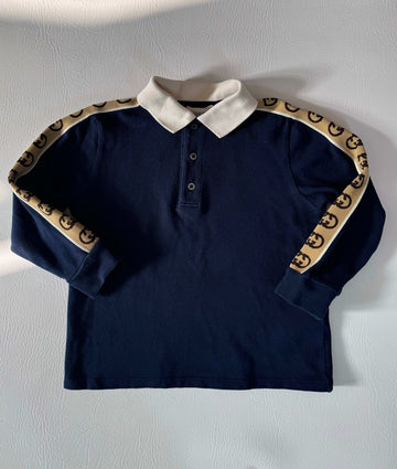 Gucci Navy Boys Long Sleeved GG Tape Top