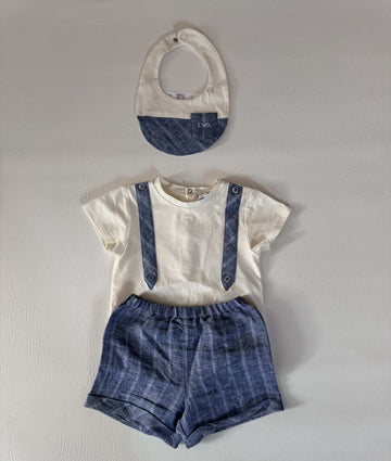 Emperio Armani Baby Shorts And Vest Set With Bib