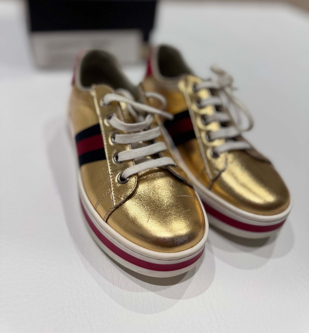 Gucci Girls Leather Platform Sneakers