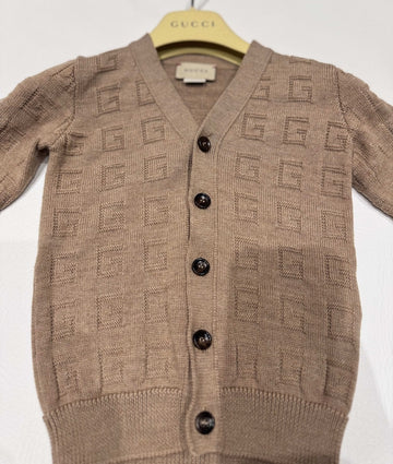 Gucci Kids Unisex Brown Knit GG Cardigan