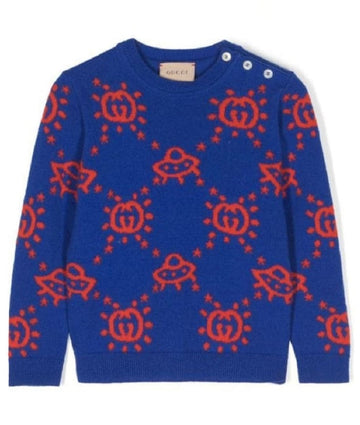 Gucci Kids Interlocking G Logo Intarsia-Knit Jumper