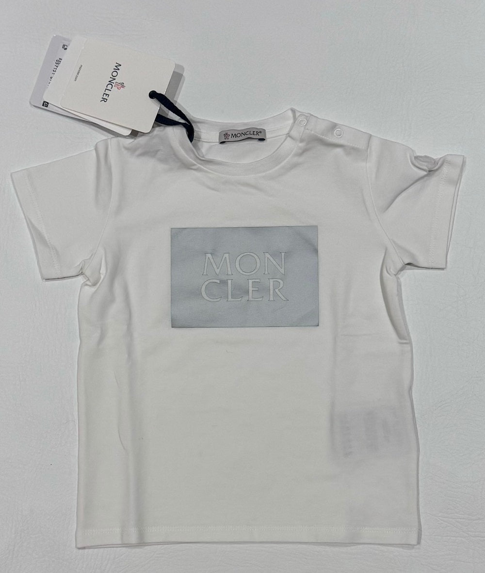 Moncler Boys Silver Logo T Shirt